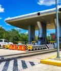 a toll booth on a road in mexico