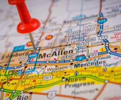 McAllen on a map with a red pin on top