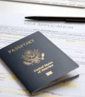 A close-up of a USA passport