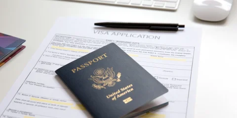 A close-up of a USA passport