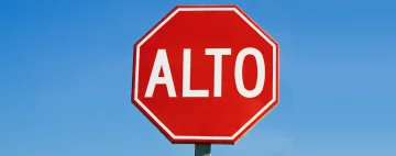 A close-up of a stop sign in Mexico